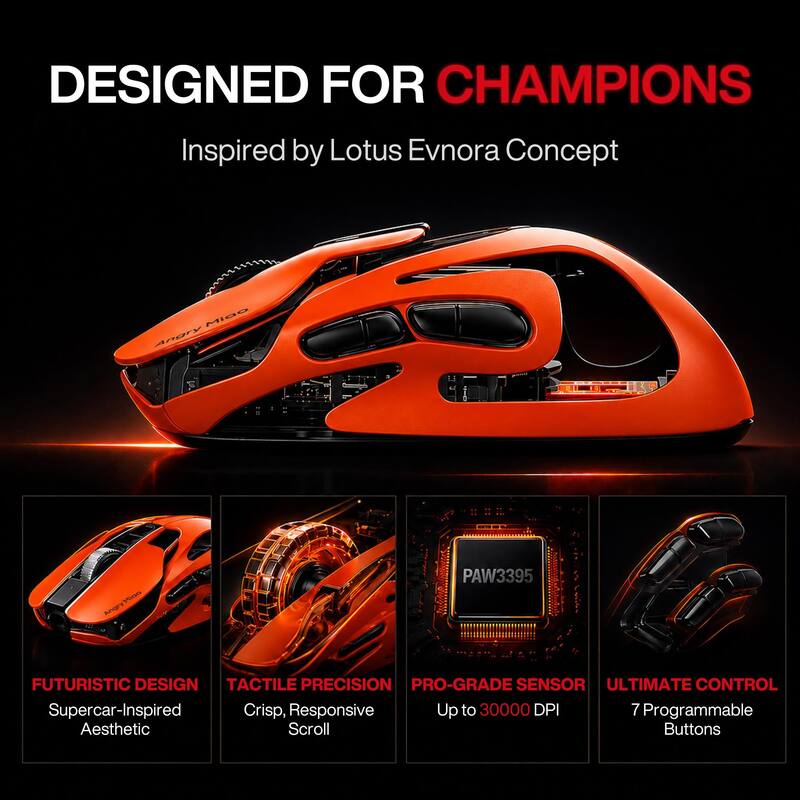 Mouse Gamer Angry Miao AM Infinity Sem Fio 30000 DPI - Mouse